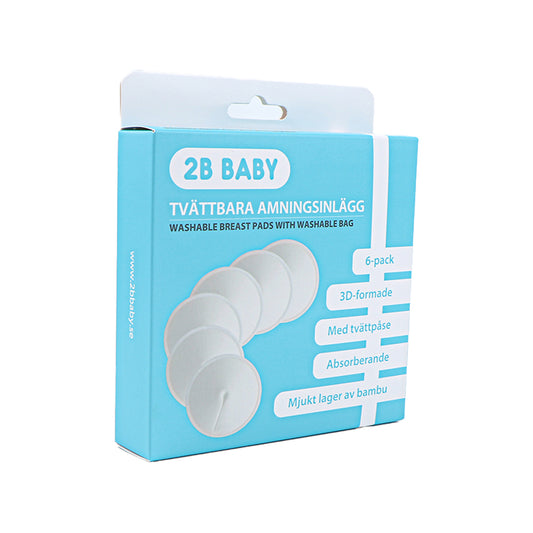 2B Baby Tvättbara Amningsinlägg 3D 6-pack + Tvättpåse