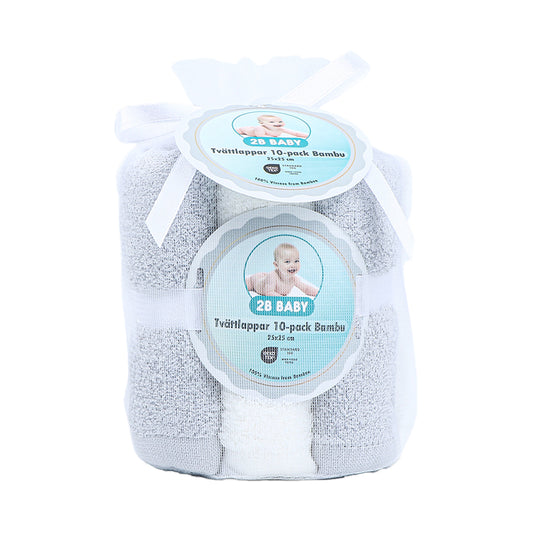 2B Baby Tvättlappar Bambu 10-pack Grå/Vita